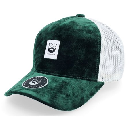 Bearded Man - Green trucker Czapka Z Daszkiem - Bm Logo Wh Woven Velvet Green/Ivory A-frame Trucker @ Hatstore