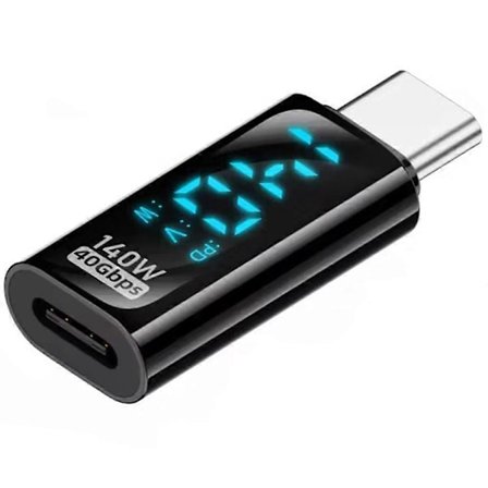 Type-C hane till Type-C hona 140W digital display laddningsadapter