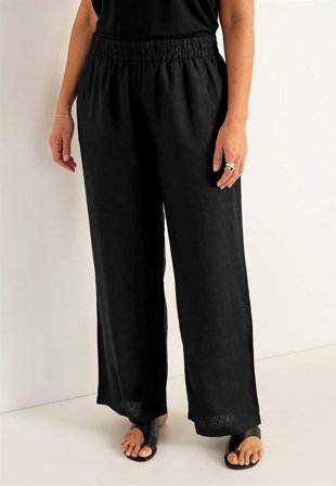 Cellbes of Sweden - Linnebyxa Premium med vida ben - svart - för damer - 54/56