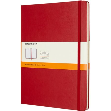 Classic Hard Cover Notebook XL Red Ruled