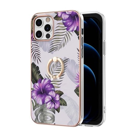 Marmormotiv iPhone 12 Pro Max skal - Lila Blommor