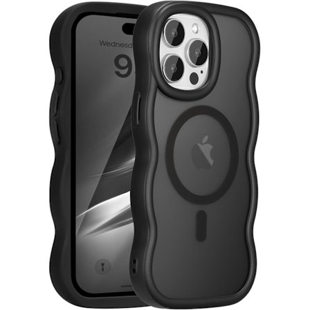 Magnetisk etui til iPhone, sødt cover kompatibelt med MagSafe, klar bølge design bølge ramme mat telefonetui