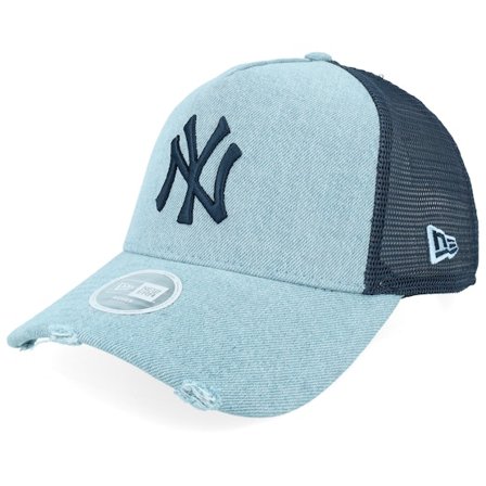 New Era - MLB Blau trucker Cap - New York Yankees Womens Denim Pale Blue/Navy A-frame Trucker @ Hatstore