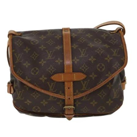 Louis Vuitton Vintage, Pre-owned Saumur 30 Monogram Messenger Bag Bruin, Dames, Maat:ONE Size,leer