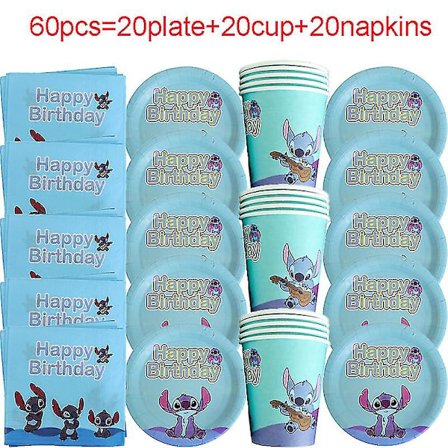 Disney Stitch Design Födelsedagsfest Dekorationer Servetter Pappersmuggar Tallrikar Pojkar Flickor Baby Shower Engångsartiklar