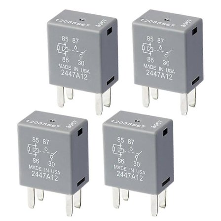 4 stk. 12088567 8567 Bilrelæ - 12VDC 30A 4-benet, bilrelæ 12088567 passer til , , ,
