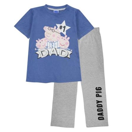Greta Gris Herr Nummer 1 Daddy Pig Distressed Pyjamas Set M Blå/