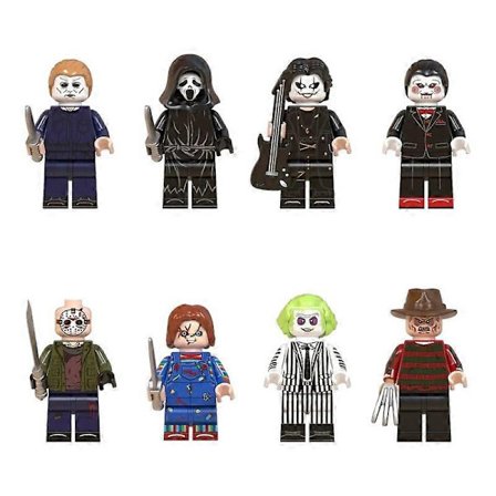 8 stk. Halloween Gysende Figurer Mini Action Figur Byggeklodser, Gyserfilm Serie Miniature Model Figur Legetøj Halloween Dekoration - Kreativ Christ