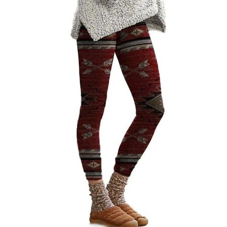 Dame Casual Yoga Termiske Leggings Vinrød 2XL