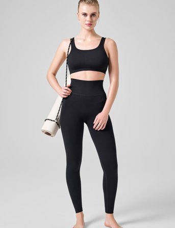 Casall Scallop High Waist Seamless Tights - Black - M