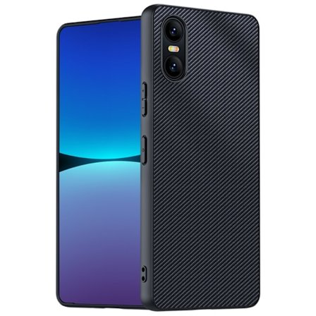 SKALO Sony Xperia 10 VI Carbon Fiber TPU-suojakuori - Musta