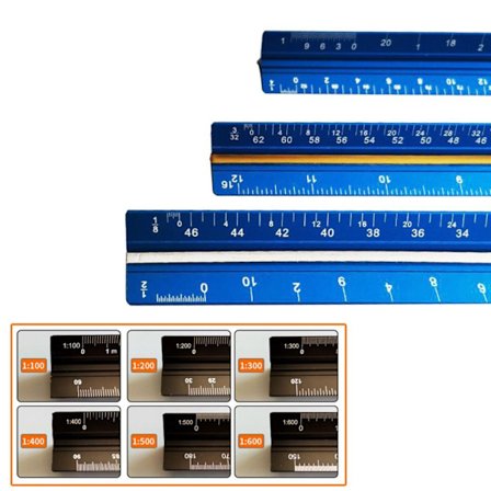 Målestokk Trekantet linjal BLÅ CM STOR SKALA CM STOR SKALA