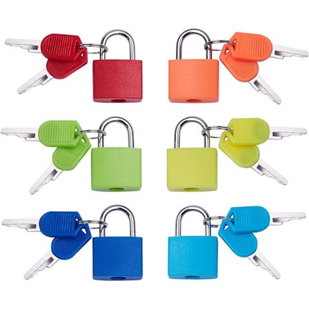 6-delt mini bagasjelås, flerfarget koffertlås med 2