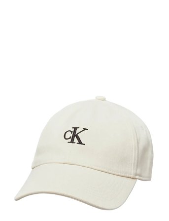 Calvin Klein Monogram Embroidery Baseball Cap - White - ONE SIZE
