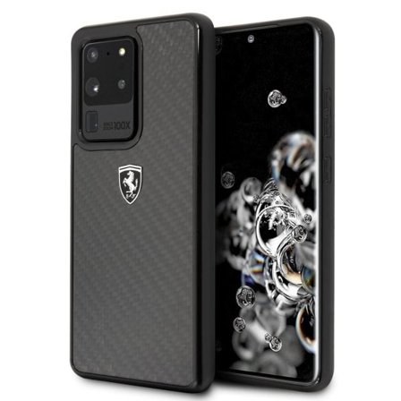 Ferrari Carbon Heritage-etui til Samsung Galaxy S20 Ultra - Sort