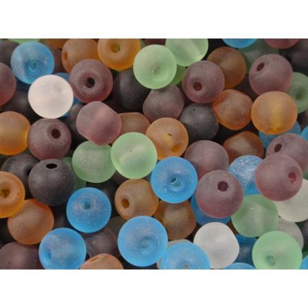 50st Runda Frostade Glaspärlor 6mm- Blandade Färger Flerfärgad 6 Mm