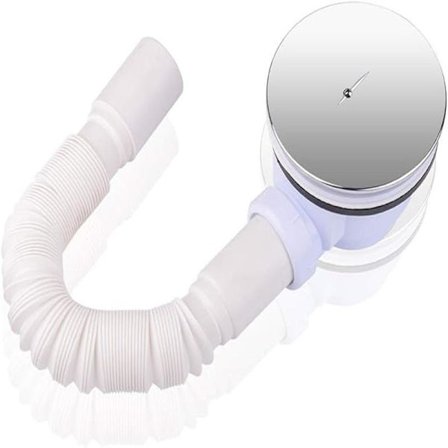 Bruseafløb med vandlås til brusekar med afløbshulsdiameter 90 mm, fleksibel slange