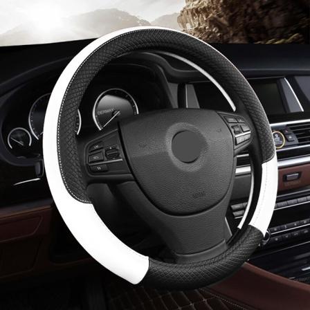 (vit) PU-läder Universal cover 38CM Bil-styling Sport Auto Rattskydd Antisladd biltillbehör white