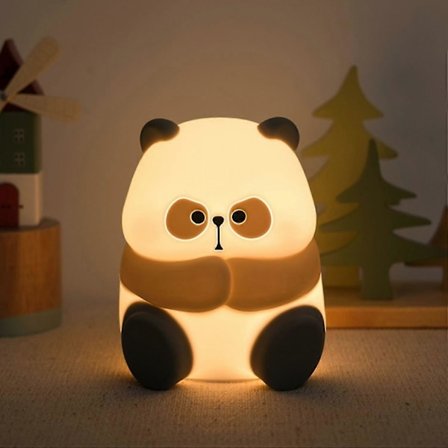 Panda Nattlampe, Kawaii Squishy Dyre Nattlampe, LED Silikon Nattlys Berøringskontroll Sovelampe for Barneromsdekorasjon