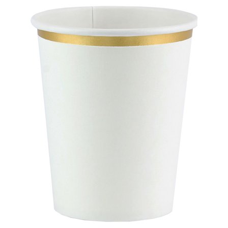 Pappkopper Hvite med Gullkant