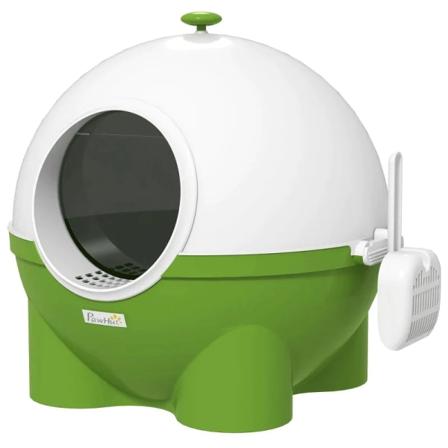 Rootz kattebakke - Si - Scoop - Katte op til 4 kg - Let at rengøre - Sødt design - Plastik - Grøn + Hvid - 53L x 51W x 48H cm
