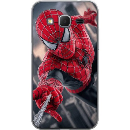 Kompatibelt Mobilskal till Samsung Samsung Galaxy Core Prime Dynamisk Spider-Man-illustration i actionperspektiv, superhjältetema med rörelseekonomi