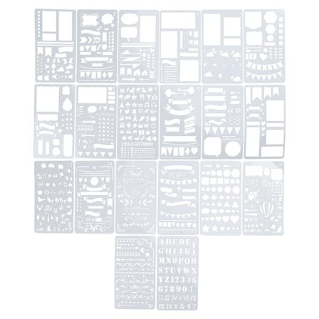 20 kpl Bullet Diary -päiväkirjan sapluunasetti piirustusmalline viivain DIY-maalausmalline geometrinen ontto leikekirja