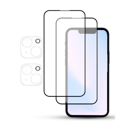2-Pack IPHONE 14 SCREEN & 2 LENS Skärmskydd - Härdat Glas 9H - Super kvalitet 3D