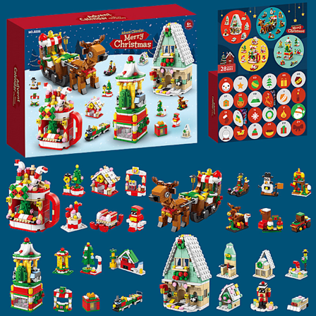 2024 24 dagar av julen byggklossar adventskalender, pusselbyggklossar A