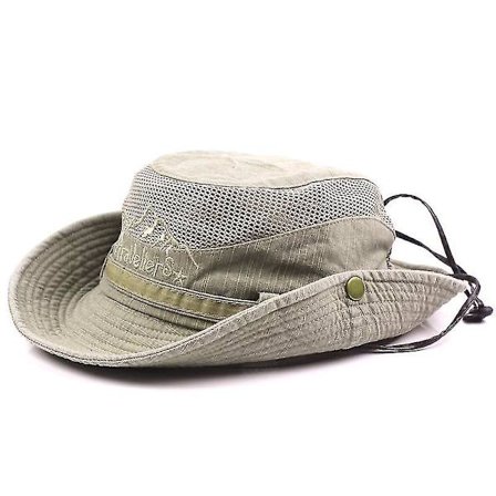 Bomuldssolhat UV-beskyttelse Sommerhat Strandhat Safari Boonie Hat Foldsbar Fiskerihat Med Åndbar Mesh Og Justerbar Hakestroppen