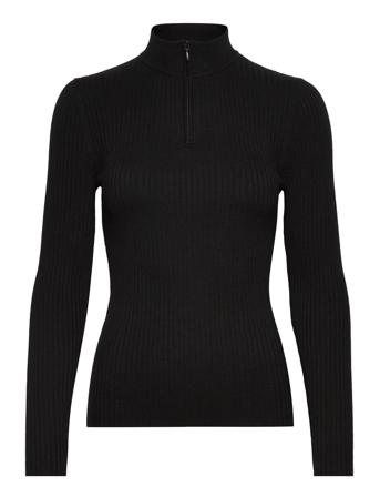 Slflydia Ls Knit Highneck Zip B Turtleneck Polotröja Svart Selected Femme