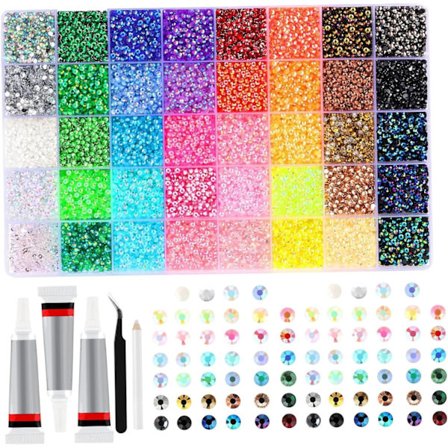 Sett med paljetter og diamantdekor, egnet for håndverk, klær, neglekunst osv., tilgjengelig i 40 farger.