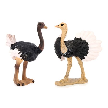 2 stk. Strudsefigurer Sæt – Realistiske PVC Vilde Fugle Modeller – Livagtige Strudse- og Emufigurer til Børns Pædagogisk Legetøj, Dekorationer og 