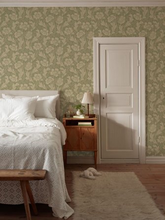 Duro Tapet, Villastaden 100-02 Gammalsvenska Papper, L, Grön, Färg & tapeter