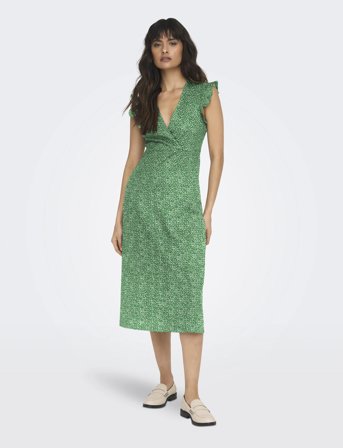 ONLY Onlmay Life S/L Wrap Midi Dress Jrs - Green - L