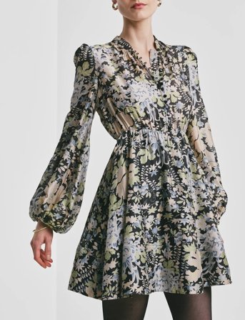 by Ti Mo Striped Organza Mini Dress - Green - M