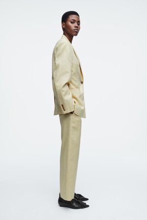 COS Women's Pantaloni Slim In Lino in Giallo