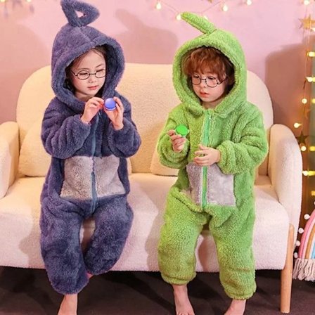 Teletubbies One Piece Pyjamas Barn förtjockad korallfleece