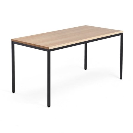 Conference table QBUS, 1600x800 mm, 4-leg frame, black frame, oak
