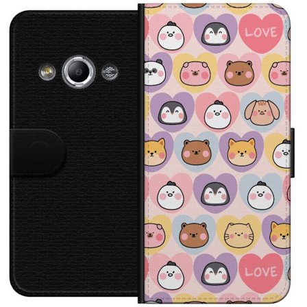 Kompatibelt Lommeboketui til Samsung Galaxy Xcover 3 Kawaii Dyrefjes med Hjerter i Pastellfarger