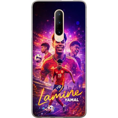 Yhteensopiva Puhelinkuori OnePlus OnePlus 7 Pro Lamine Yamal jalkapallo juliste Espanjan maajoukkueen pelipaidassa dynaamisella liikkeellä, värikkä
