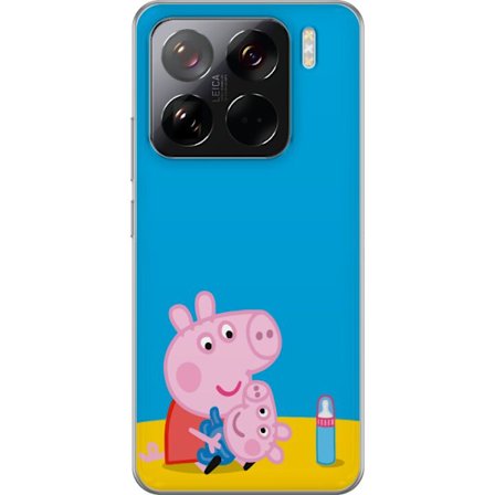 Kompatibel Mobilcover til Xiaomi 15 Pro Peppa Pig elvertema med krone og tryllestav på lyserød baggrund, sødt børnetegning af Greta Gris i eventyr