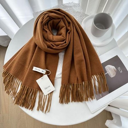 Enfärgad cashmere scarf sjal dam vinter exklusiv mångsidig 250g höst och vinter ny varm scarf