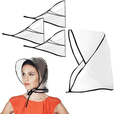 Vandtæt hat pakke med 4 regnslag hold dit hår tørt klart syn regnhat hovedparaply foldbar vindtæt og vandtæt unisex regnslag sort