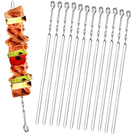 CDQ Grillspett BBQ kebabspett 50cm lange i rustfritt stål