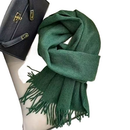 Grön damscarf i 100% ull - Elegant varm halsduk för vintern, mjuk svart sjal för lager-på-lager, vardagliga och formella outfits, kontor, resor - 