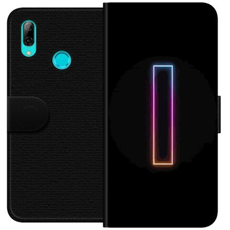 Kompatibel Tegnebogsetui til Huawei Huawei P smart 2019 Minimalistisk neonbogstav I i regnbuefarver mod mørk baggrund