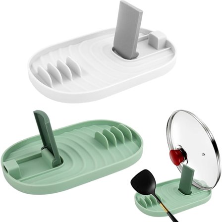 Delar Silikon Skjeholder, Redskapsholder, Lokkholder, Sammenleggbar Lokkholder Kjøkkenstøtte Lokkstøtte, Redskapsholder for Komfyr, Sleiver, Lokk, 