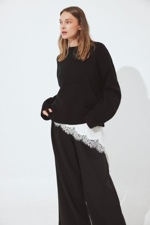 Premium Selection Knitted Wool Sweater - Premium kvalitet - Sort - XL (EU 46)