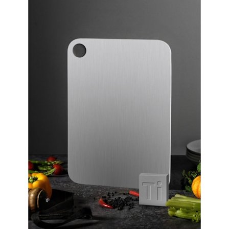 Titanium skærebræt - Rustfrit stål skærebræt til køkken 304 Hakkebræt Fødevarekvalitet Til kød Frugt Grøntsager Tåler opvaskemaskine C Kan hænges H-